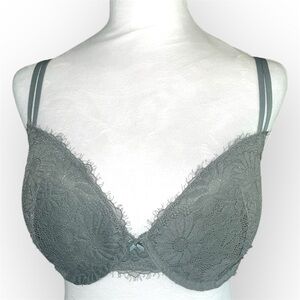Aerie Push Up Bra 32ddd RN 54485 Green Lace Padded PushUp Underwire